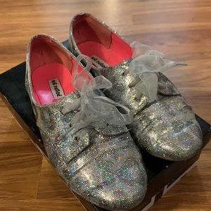 Sparkly silver flats